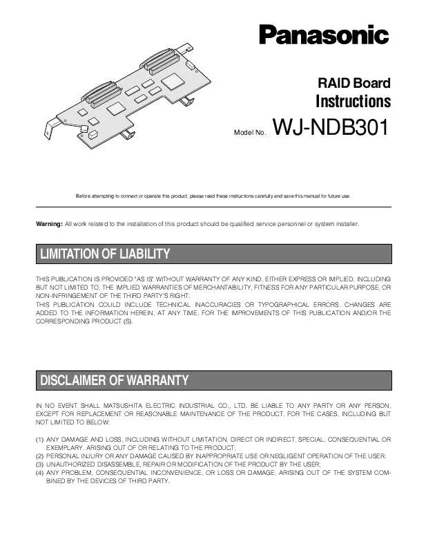 Mode d'emploi PANASONIC WJ-NDB301