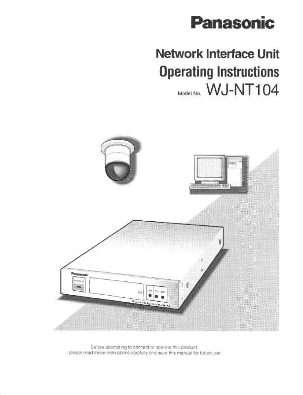 Mode d'emploi PANASONIC WJ-NT104