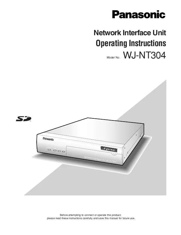 Mode d'emploi PANASONIC WJ-NT304