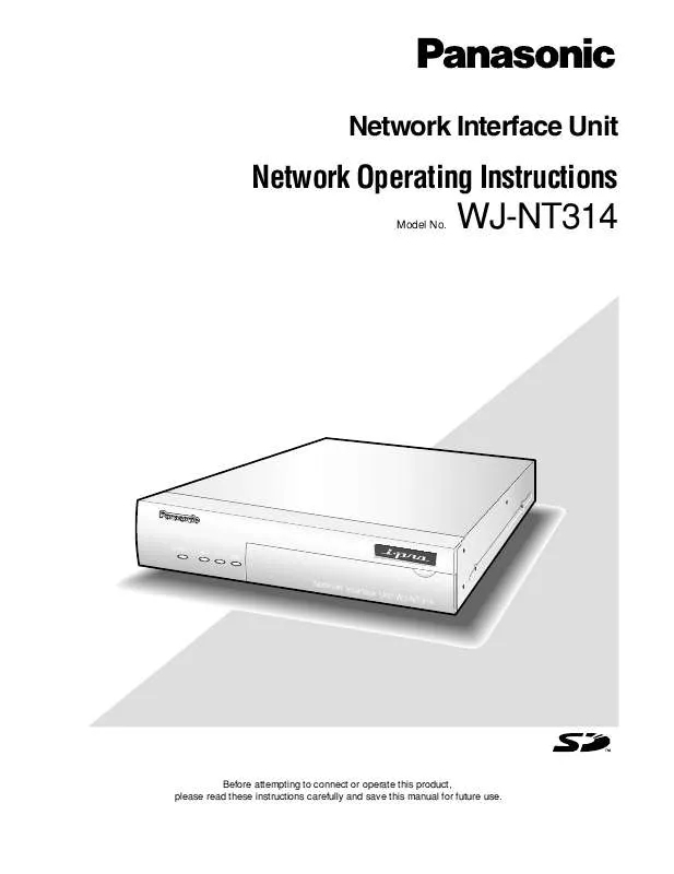 Mode d'emploi PANASONIC WJ-NT314