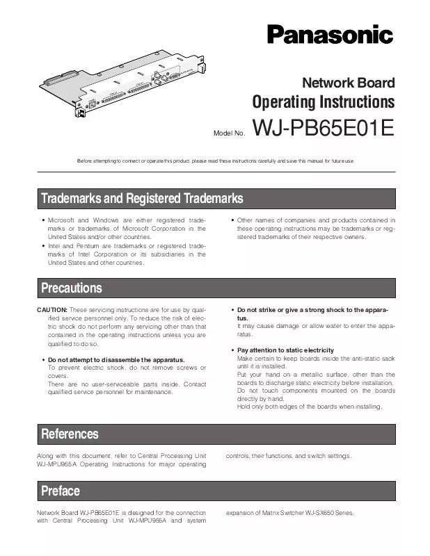 Mode d'emploi PANASONIC WJ-PB65E01E