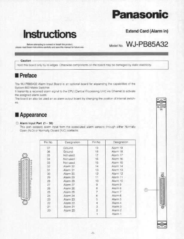 Mode d'emploi PANASONIC WJ-PB85A32