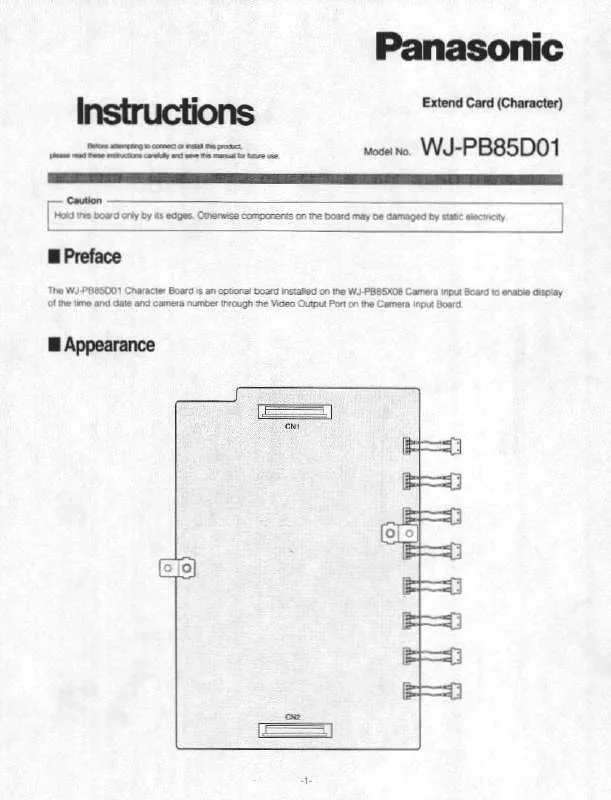 Mode d'emploi PANASONIC WJ-PB85D01