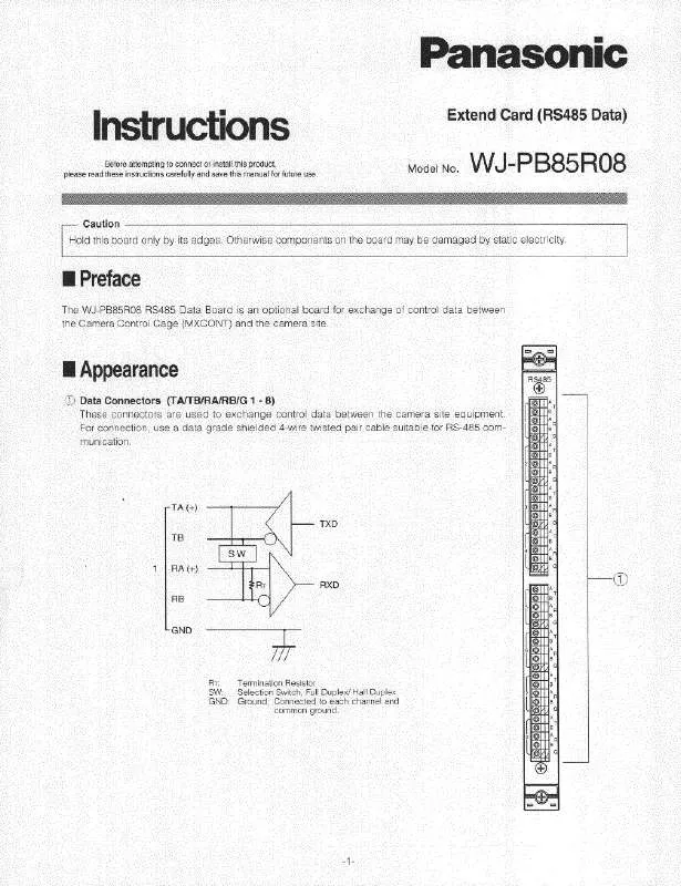 Mode d'emploi PANASONIC WJ-PB85R08