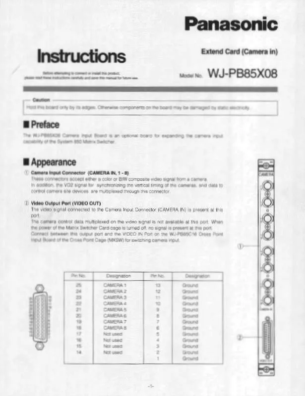 Mode d'emploi PANASONIC WJ-PB85X08