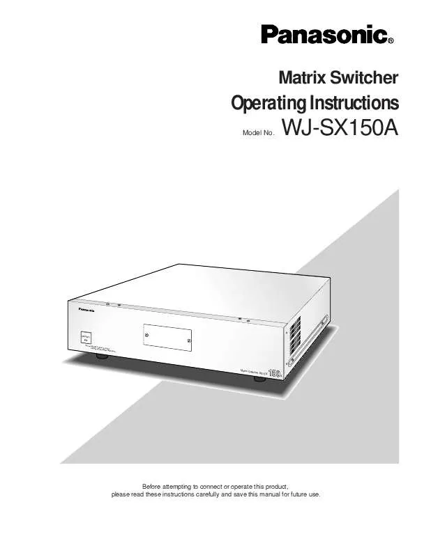 Mode d'emploi PANASONIC WJ-SX150A