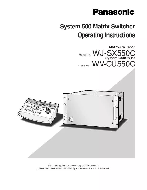 Mode d'emploi PANASONIC WJ-SX550C