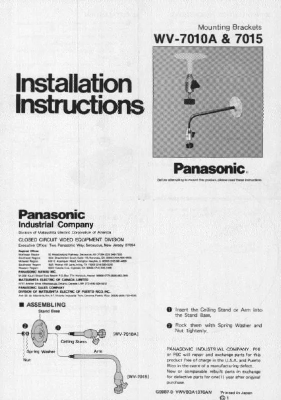 Mode d'emploi PANASONIC WV-7015