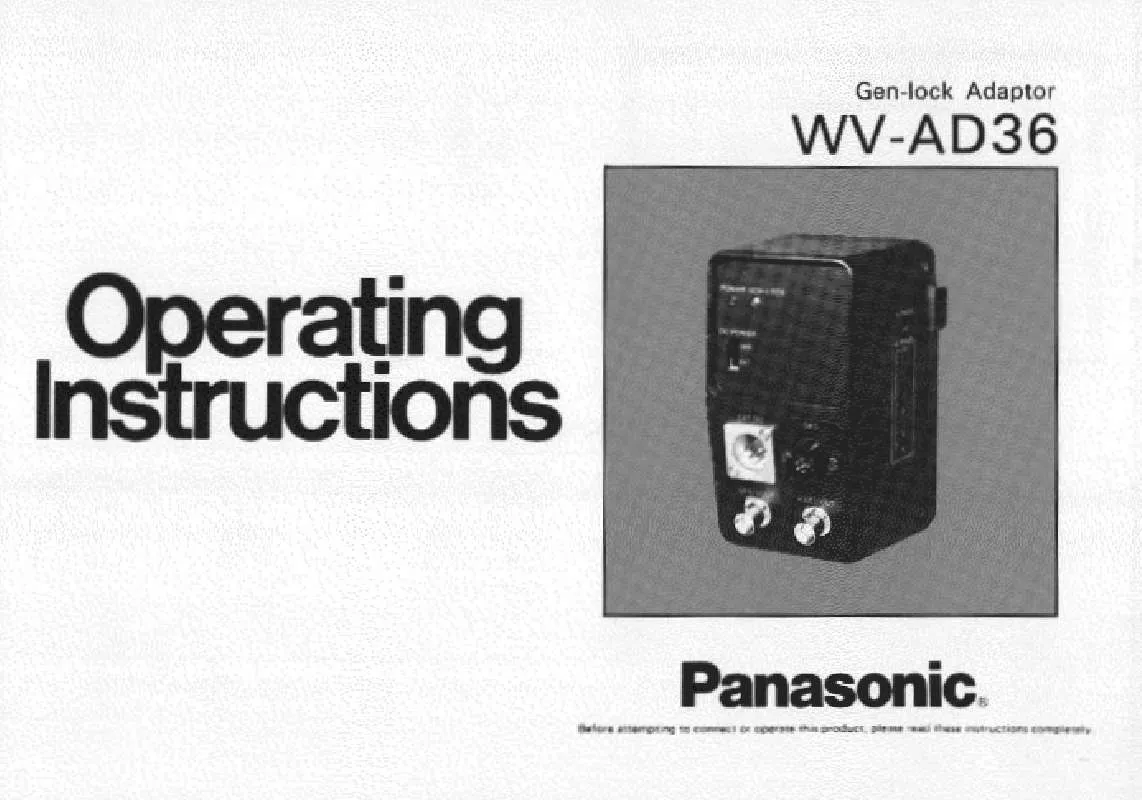 Mode d'emploi PANASONIC WV-AD36