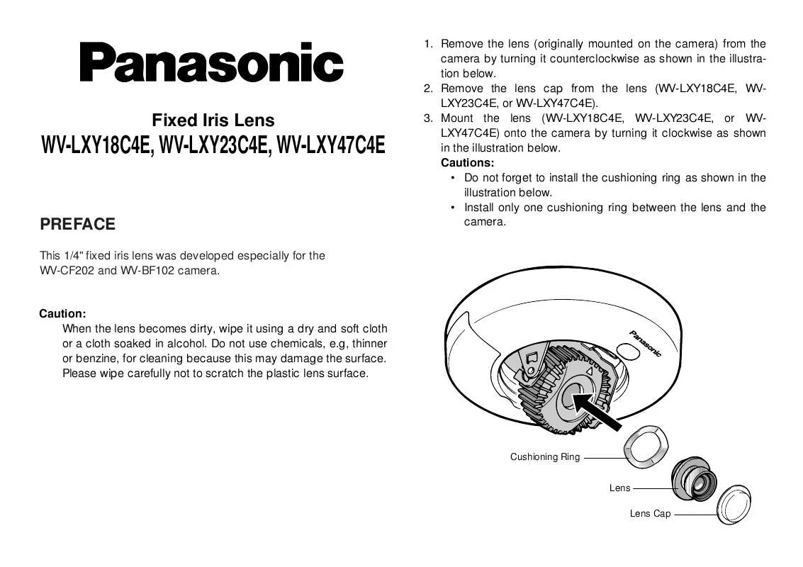 Mode d'emploi PANASONIC WV-BF102