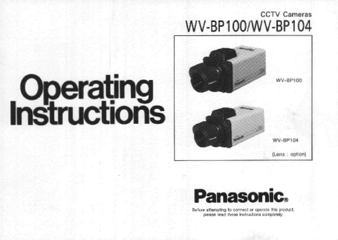 Mode d'emploi PANASONIC WV-BP100