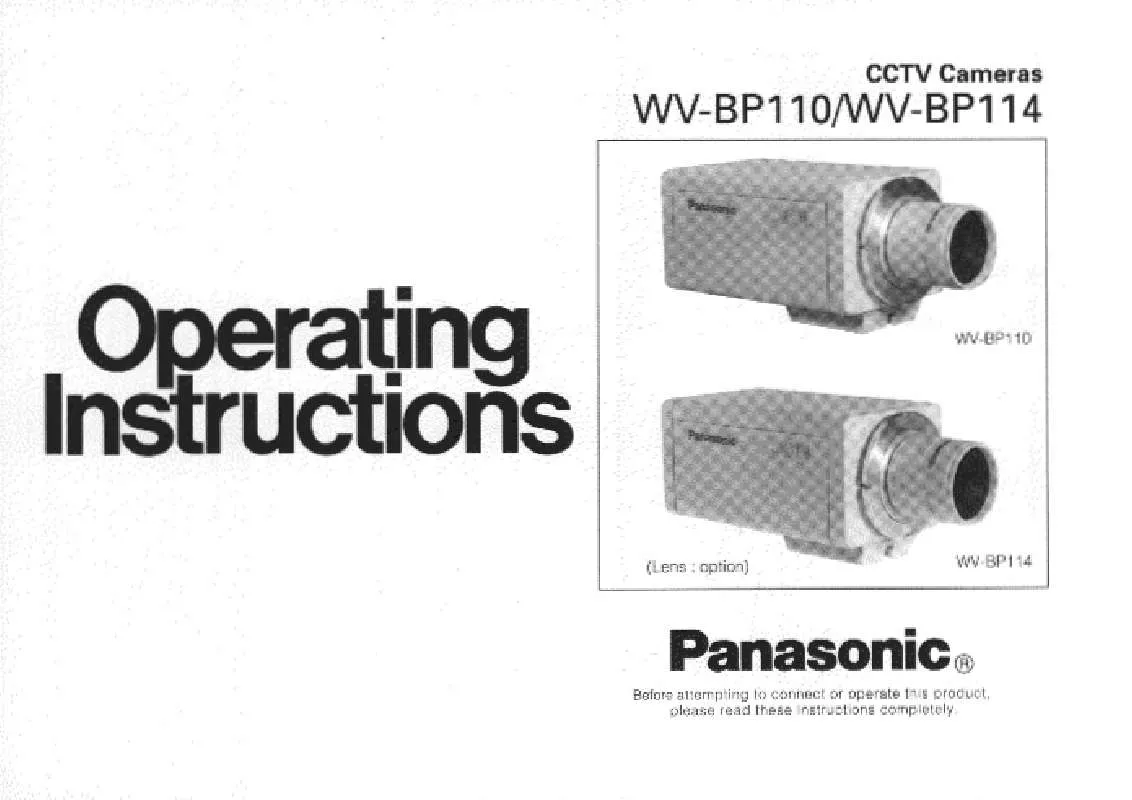 Mode d'emploi PANASONIC WV-BP110