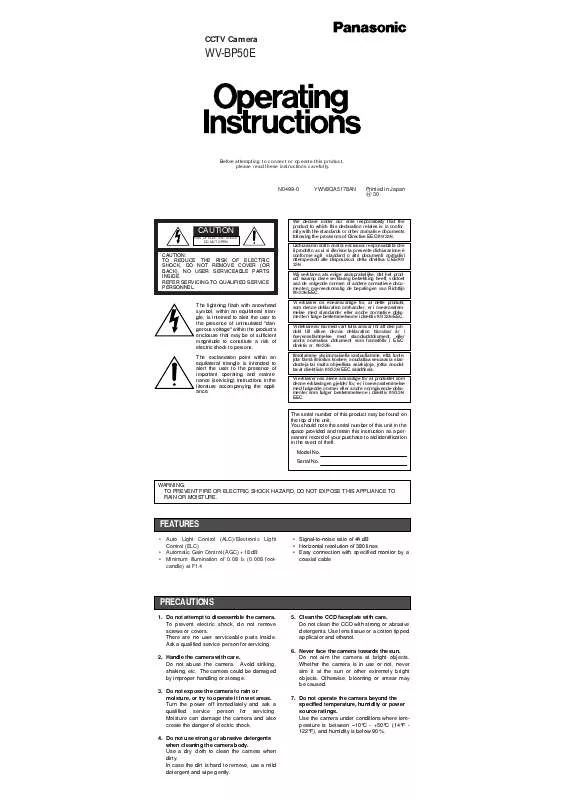 Mode d'emploi PANASONIC WV-BP50