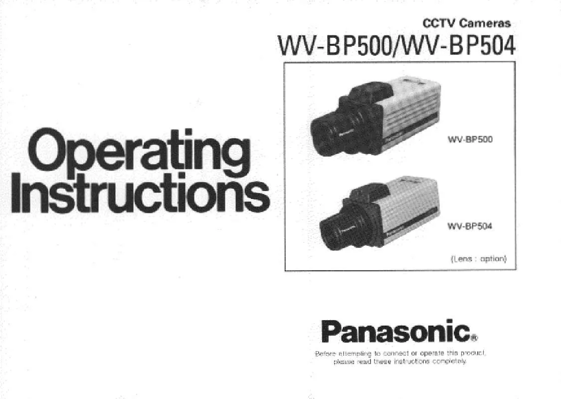 Mode d'emploi PANASONIC WV-BP500