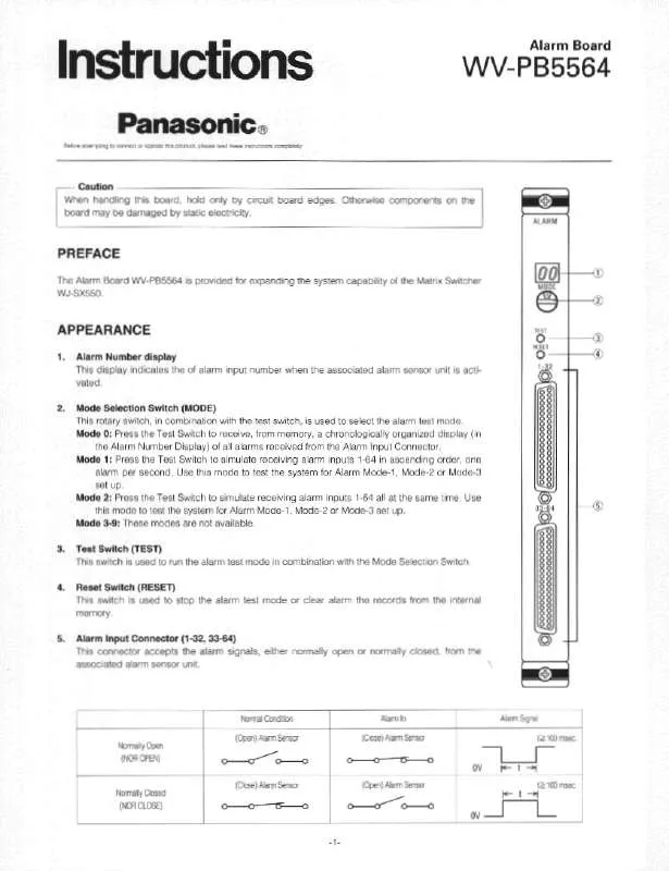 Mode d'emploi PANASONIC WV-BP5564