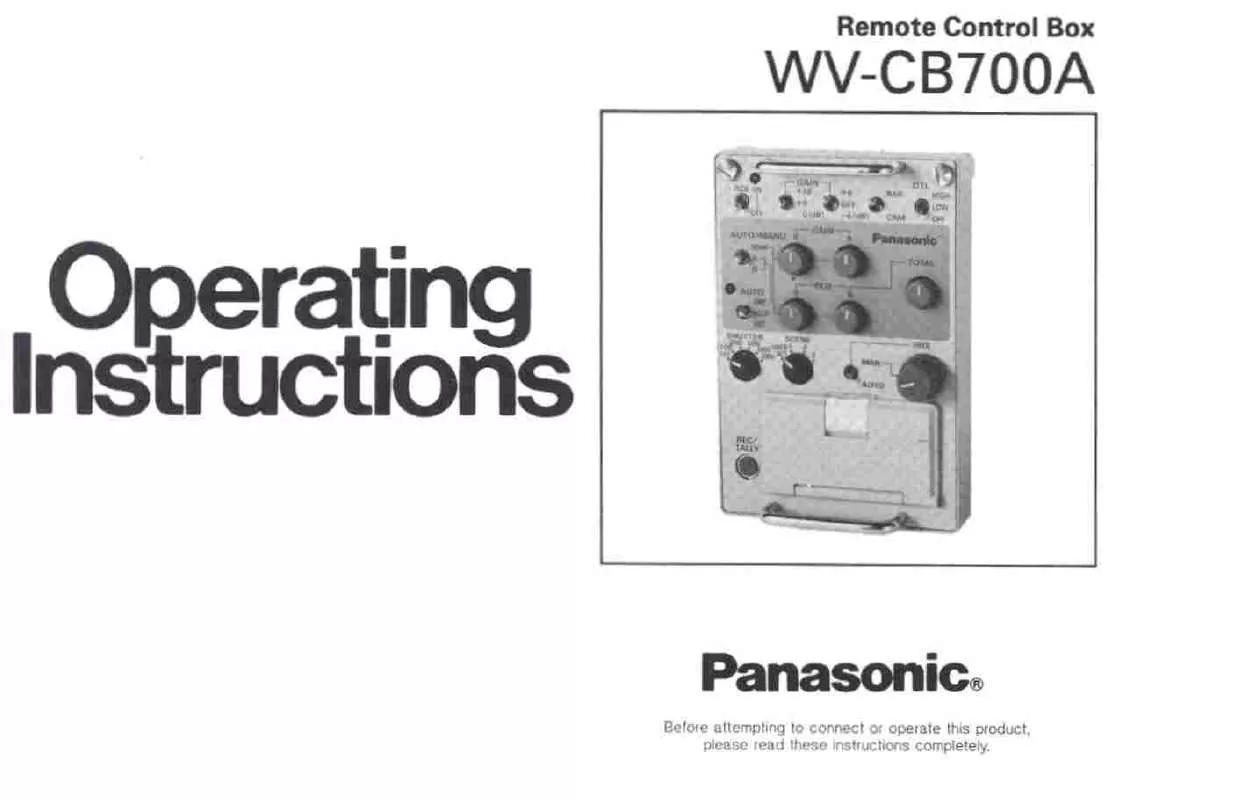 Mode d'emploi PANASONIC WV-CB700A