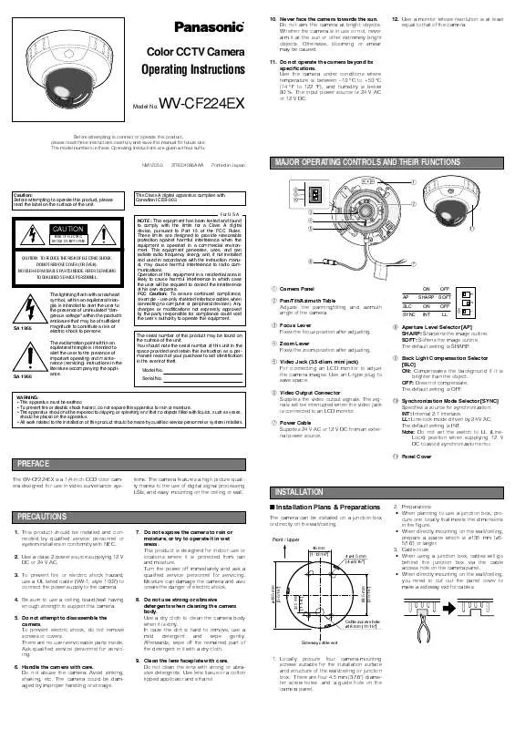 Mode d'emploi PANASONIC WV-CF224EX