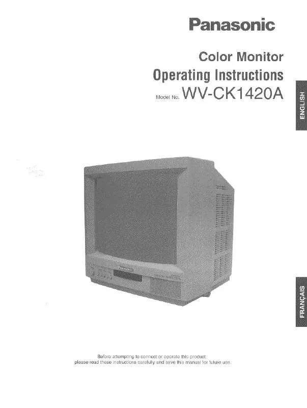 Mode d'emploi PANASONIC WV-CK1420A