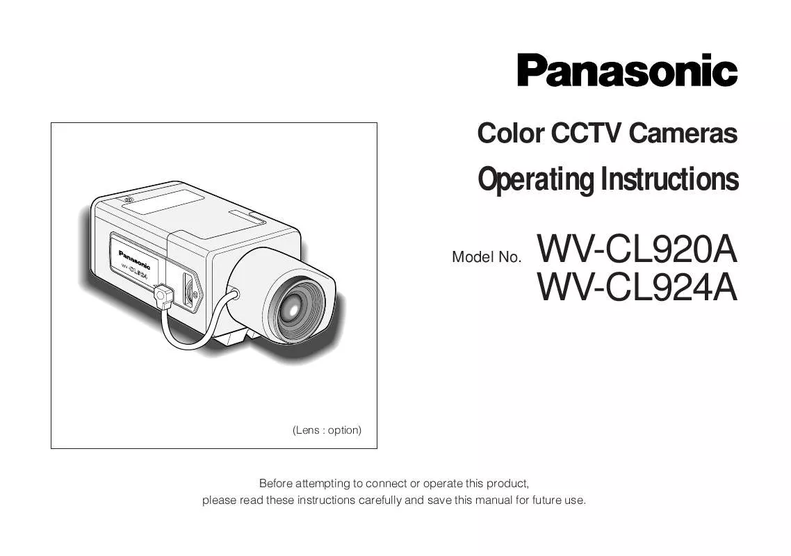 Mode d'emploi PANASONIC WV-CL920A