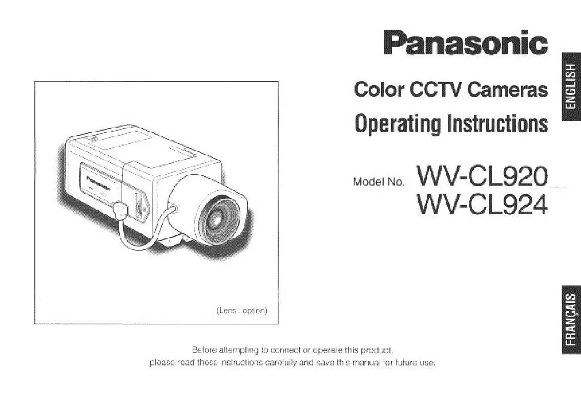 Mode d'emploi PANASONIC WV-CL924