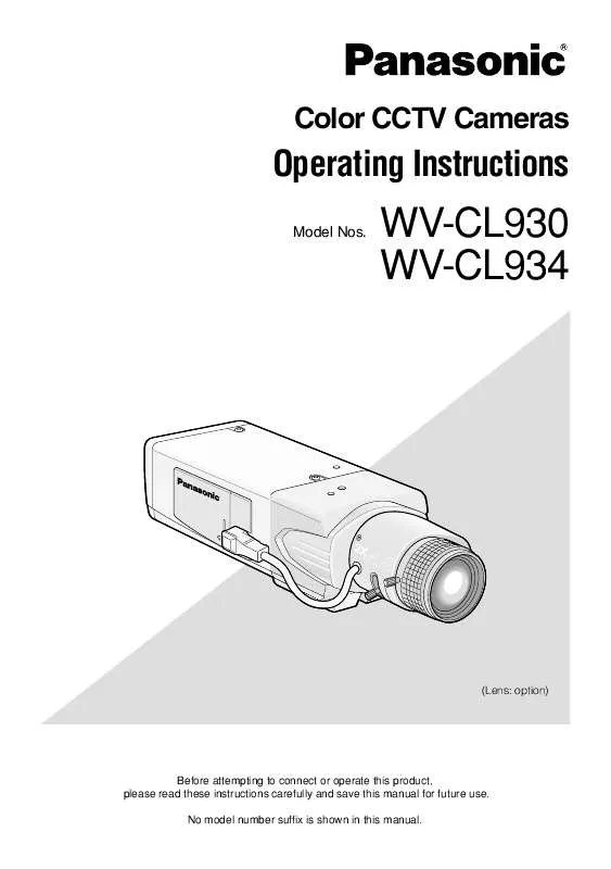 Mode d'emploi PANASONIC WV-CL930