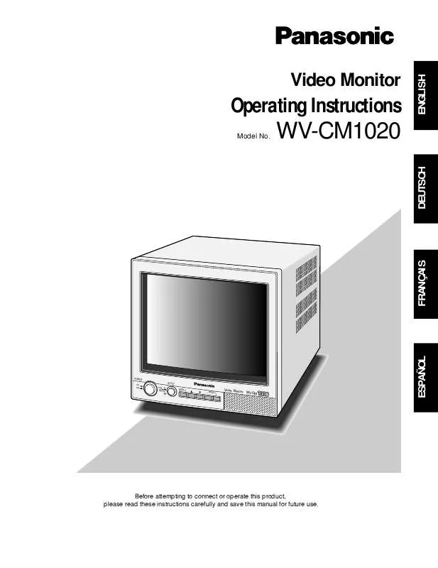 Mode d'emploi PANASONIC WV-CM1020