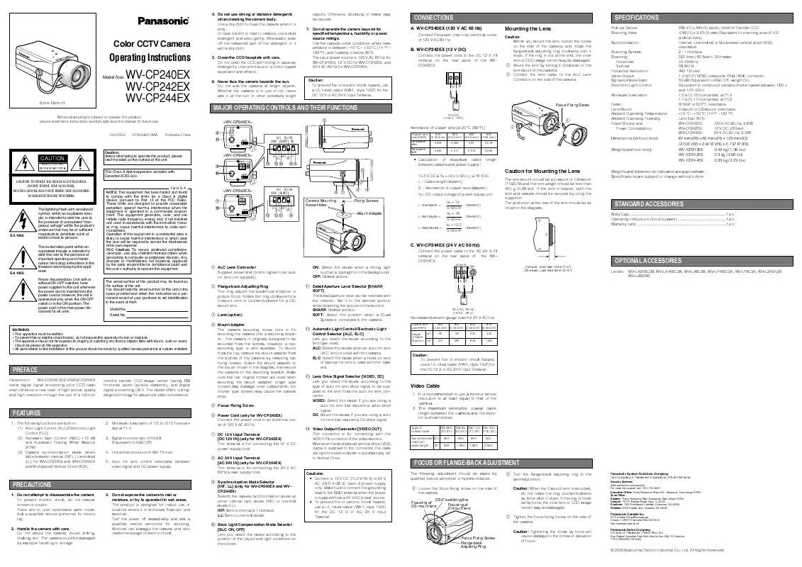 Mode d'emploi PANASONIC WV-CP240EX