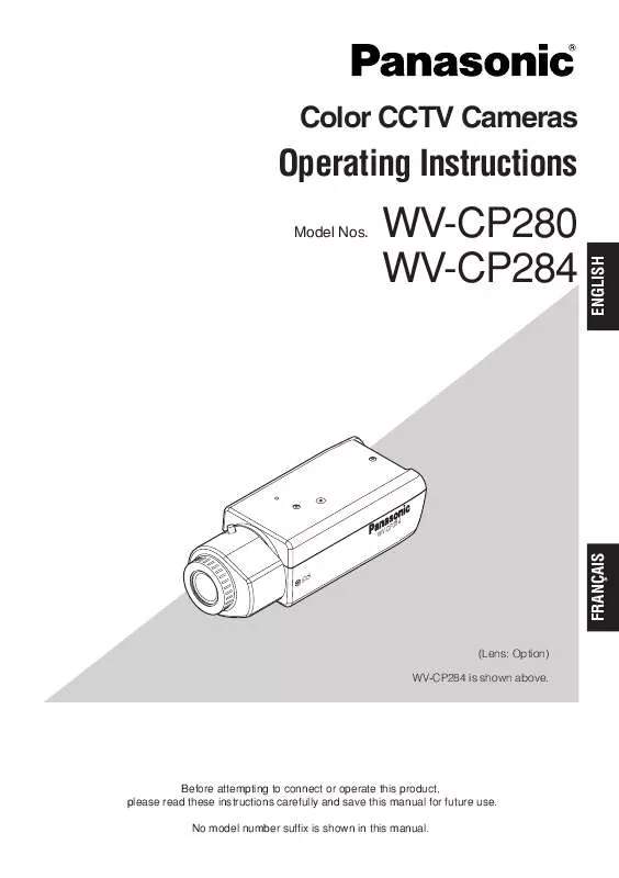 Mode d'emploi PANASONIC WV-CP280