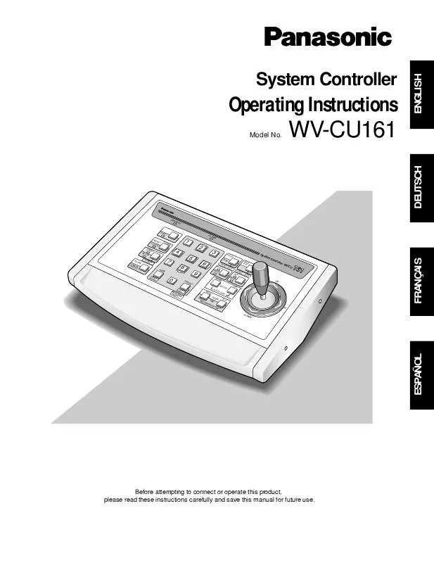 Mode d'emploi PANASONIC WV-CU161