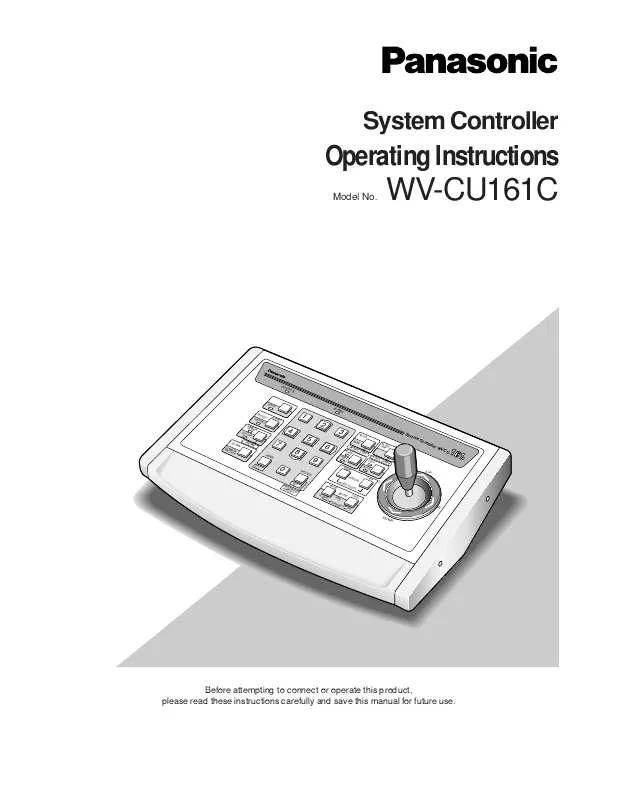 Mode d'emploi PANASONIC WV-CU161C