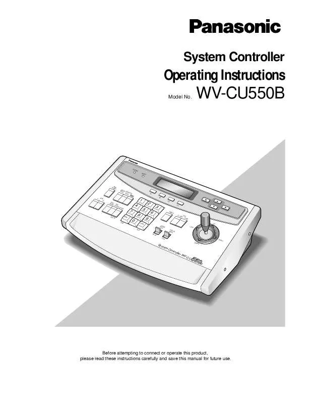 Mode d'emploi PANASONIC WV-CU550B