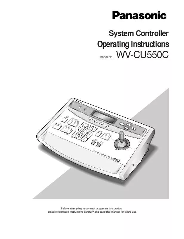 Mode d'emploi PANASONIC WV-CU550C