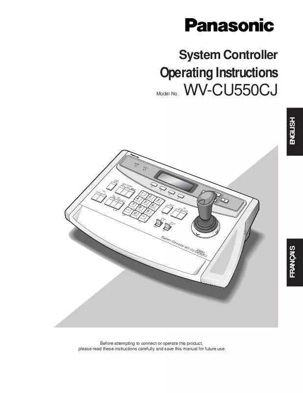 Mode d'emploi PANASONIC WV-CU550CJ