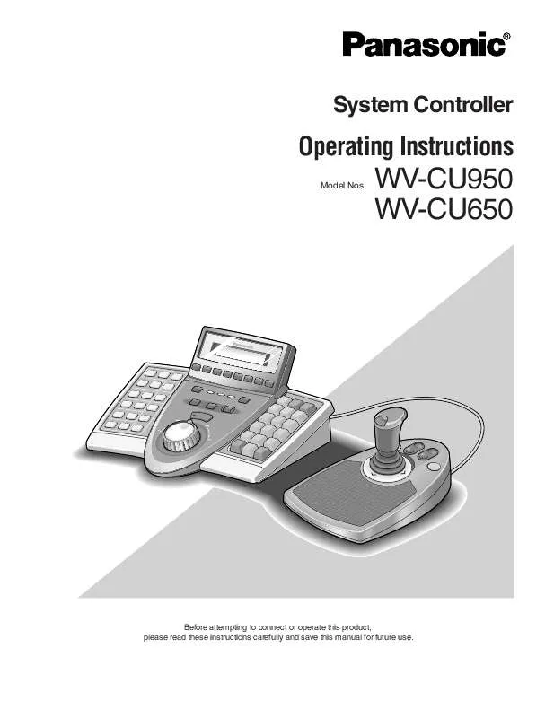 Mode d'emploi PANASONIC WV-CU950