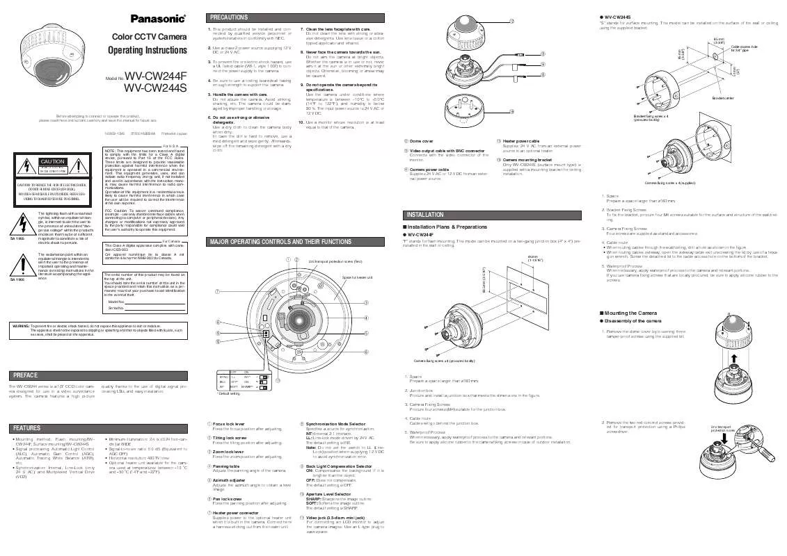 Mode d'emploi PANASONIC WV-CW244F