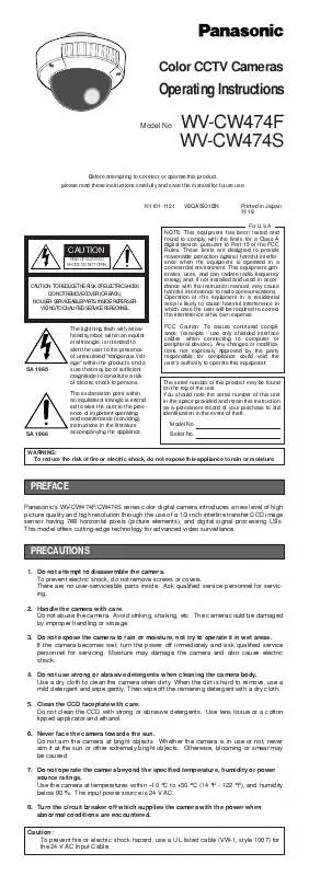 Mode d'emploi PANASONIC WV-CW474F