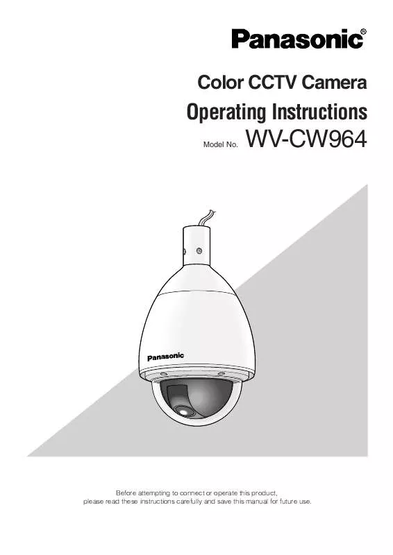 Mode d'emploi PANASONIC WV-CW964