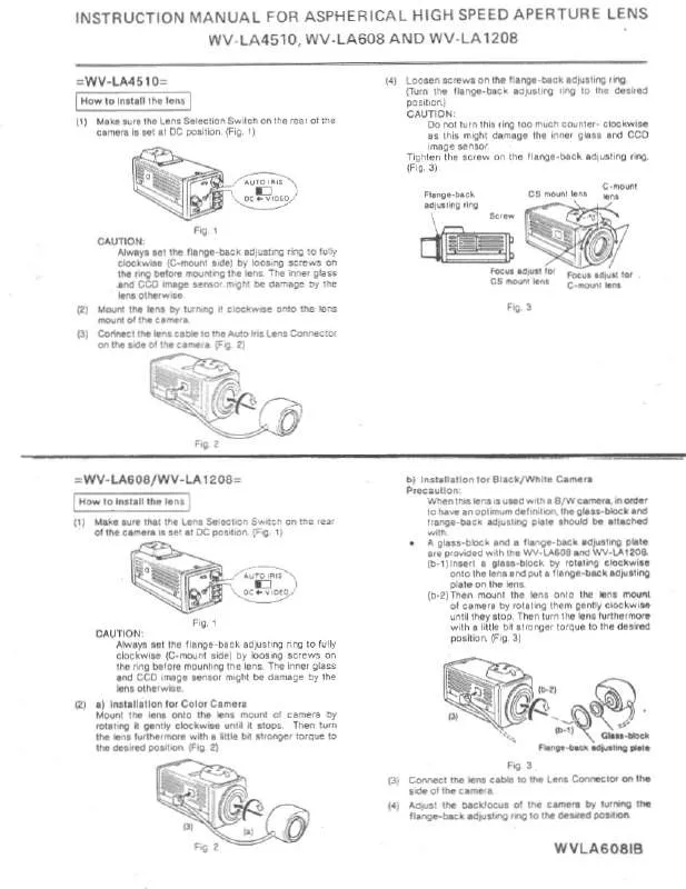 Mode d'emploi PANASONIC WV-LA1208