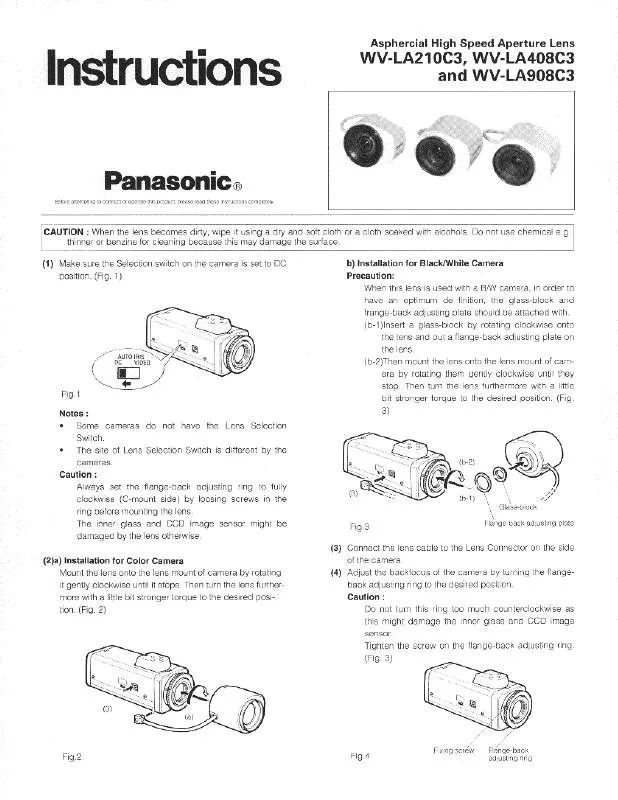 Mode d'emploi PANASONIC WV-LA210C3