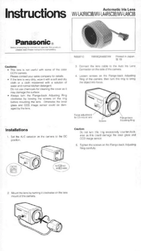 Mode d'emploi PANASONIC WV-LA2R8C3B