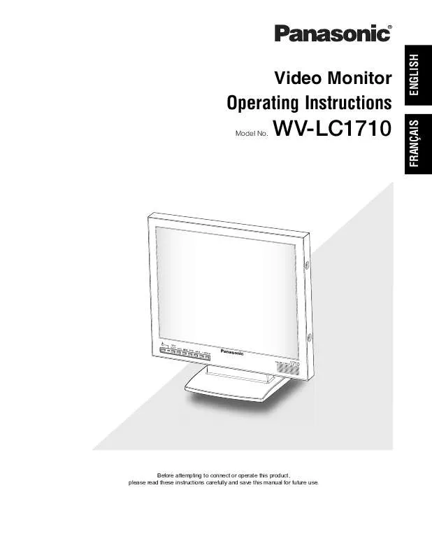 Mode d'emploi PANASONIC WV-LC1710