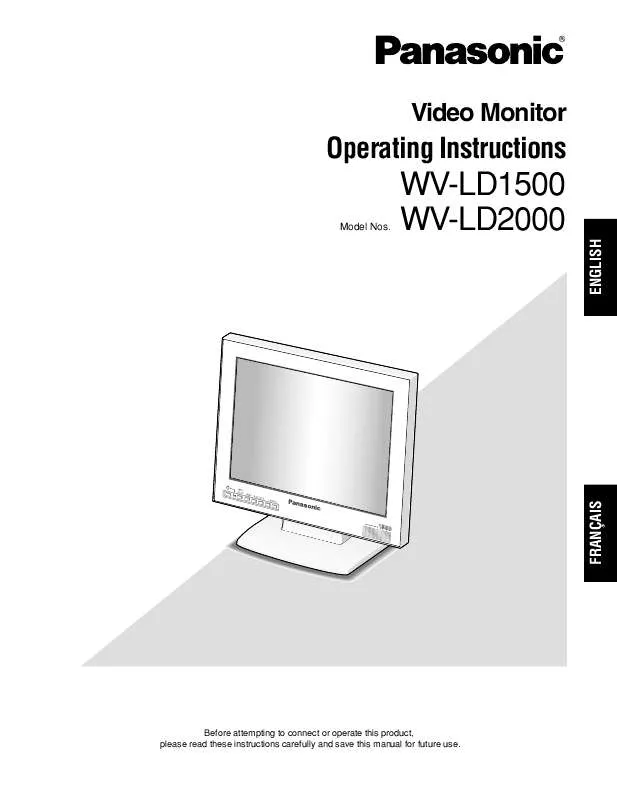 Mode d'emploi PANASONIC WV-LD1500