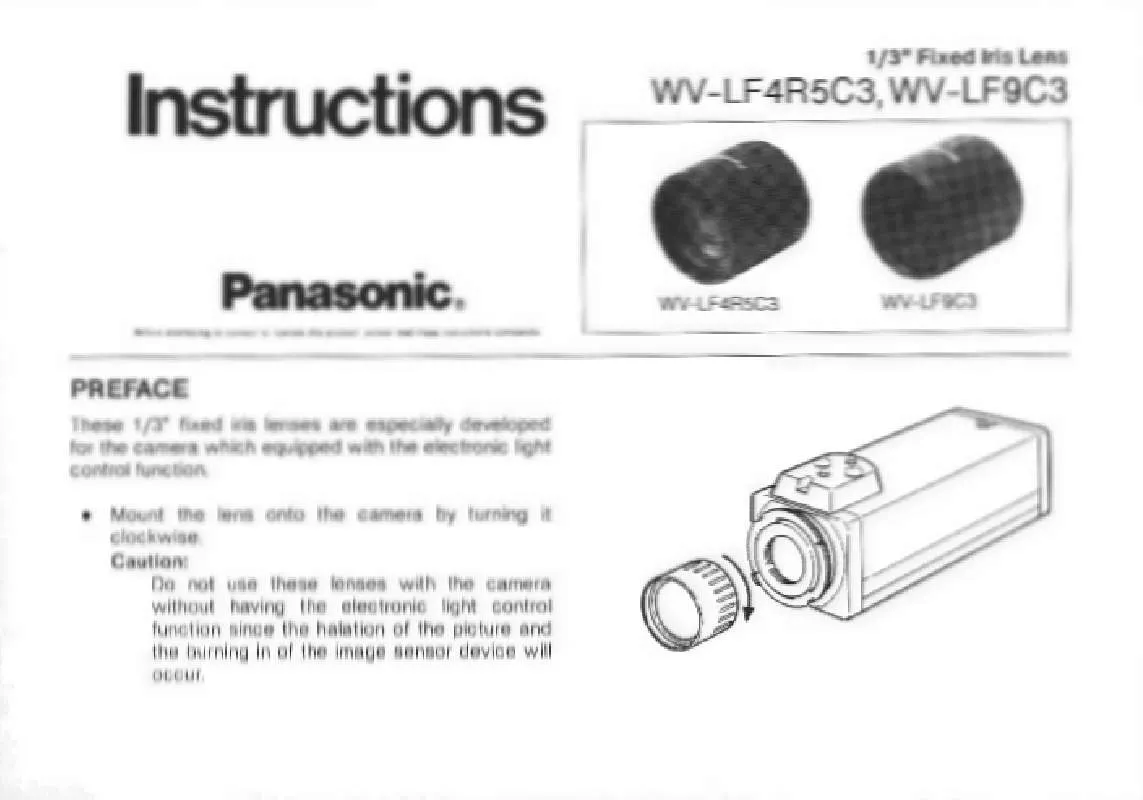 Mode d'emploi PANASONIC WV-LF9C3