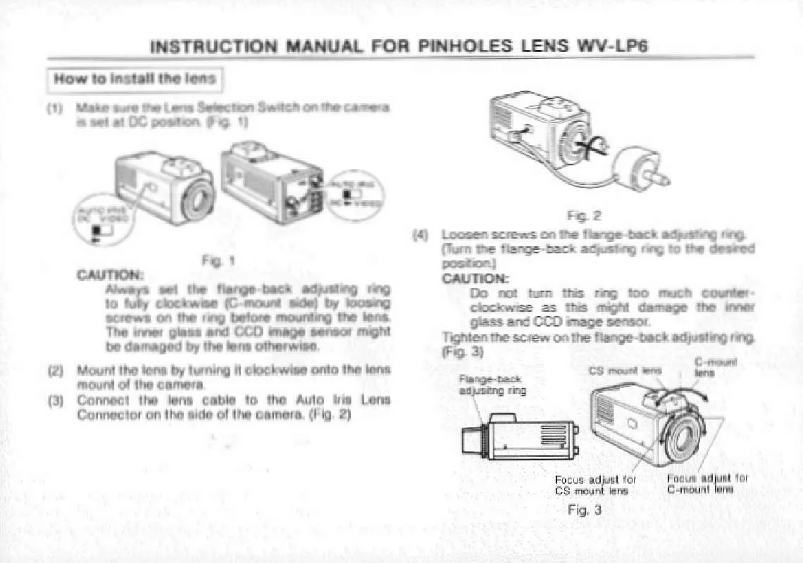 Mode d'emploi PANASONIC WV-LP6