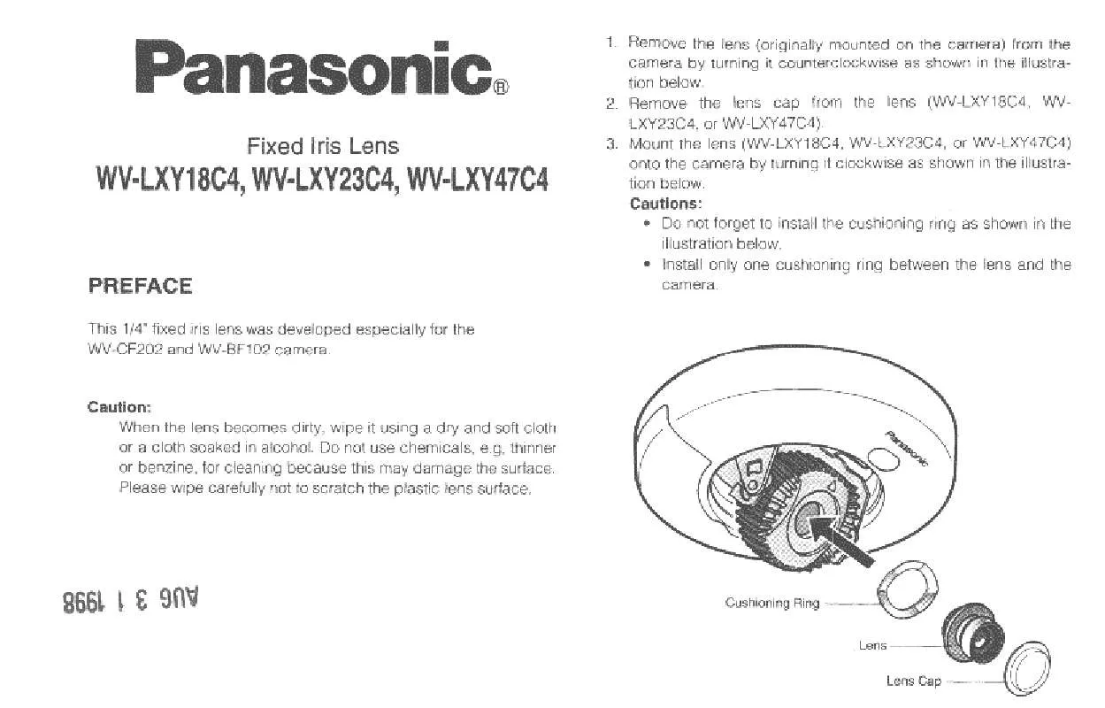 Mode d'emploi PANASONIC WV-LXY18C4