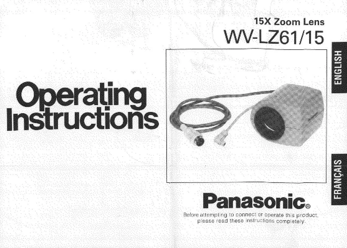 Mode d'emploi PANASONIC WV-LZ6115