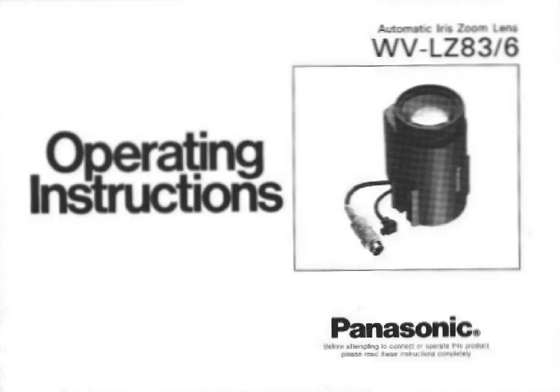 Mode d'emploi PANASONIC WV-LZ836