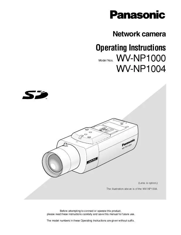 Mode d'emploi PANASONIC WV-NP1000