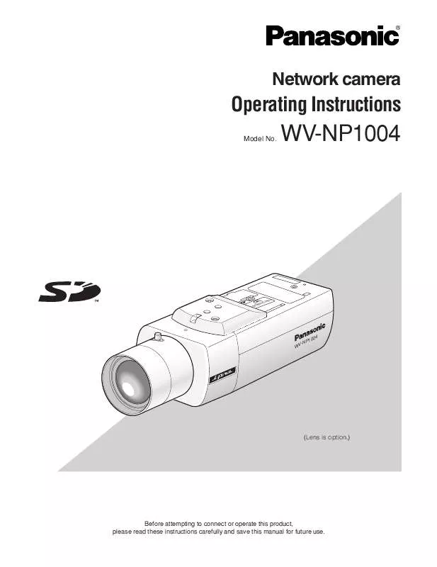 Mode d'emploi PANASONIC WV-NP1004