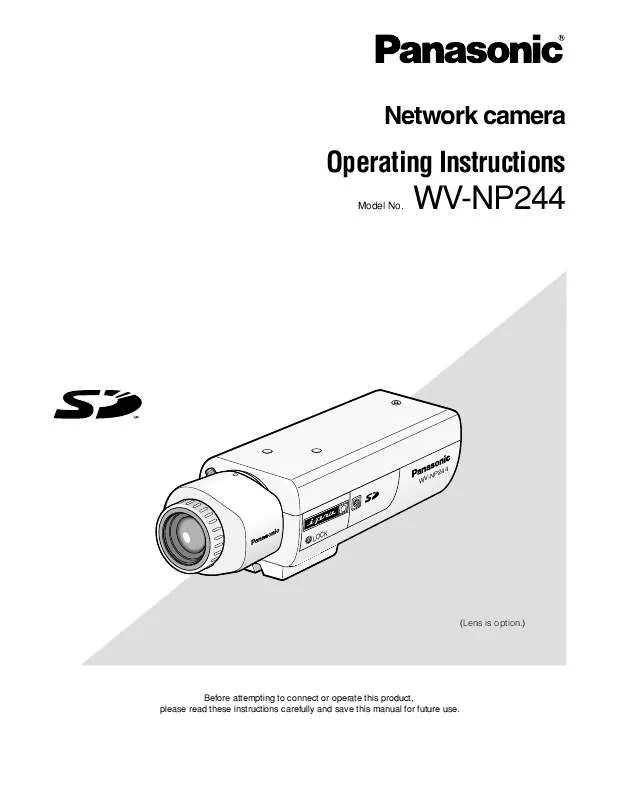 Mode d'emploi PANASONIC WV-NP244